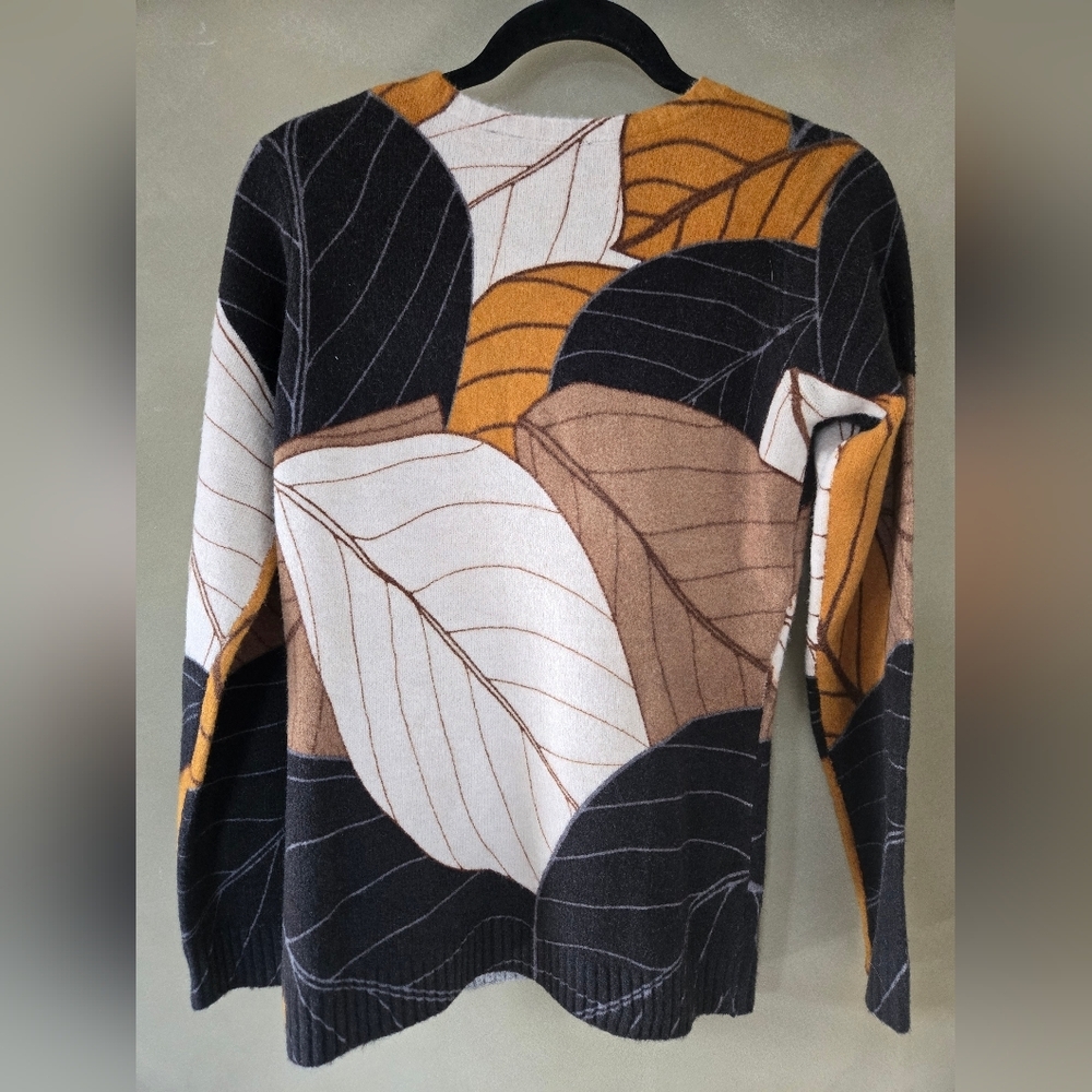 Carreli | Knit Sweater with Mustard Leaf Print, Size XS - Picture 3 of 10